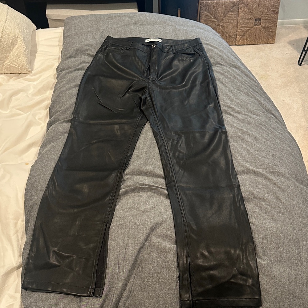 Zara Black Faux Leather Pants